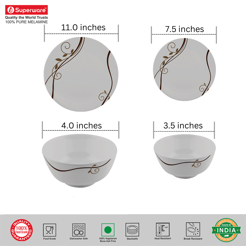 SUPERWARE, Dinner Set - SPIRAL FLUER | Set Of 24 Pcs.