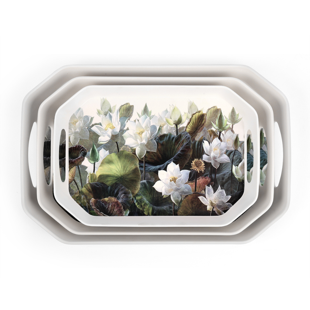 SUPERWARE, Hexa Tray Set - LOTUS POND | Set Of 3 Pcs.