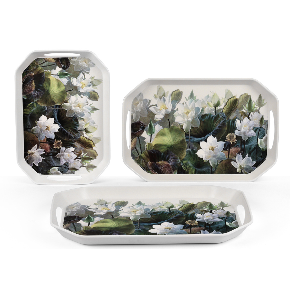 SUPERWARE, Hexa Tray Set - LOTUS POND | Set Of 3 Pcs.