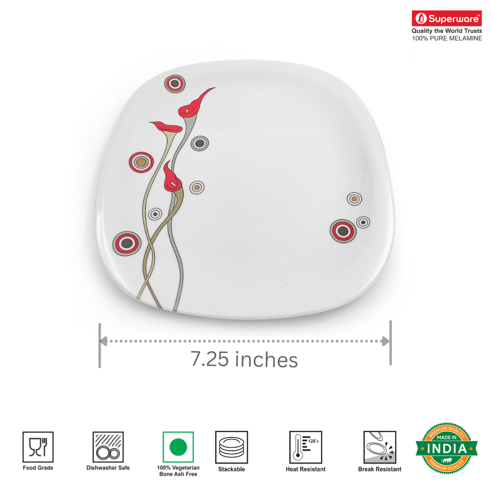SUPERWARE, Plate Set - FLAMINGO FLOWER | 6 Nos.