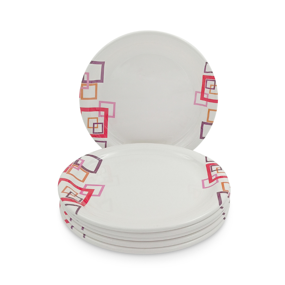 SUPERWARE | Pure melamine | Small Plate Set - INDIAN SQUARE (7.5") | 6 Nos. | Stain Free, Glazed Finish