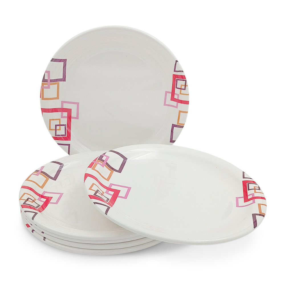 SUPERWARE | Pure melamine | Small Plate Set - INDIAN SQUARE (7.5") | 6 Nos. | Stain Free, Glazed Finish