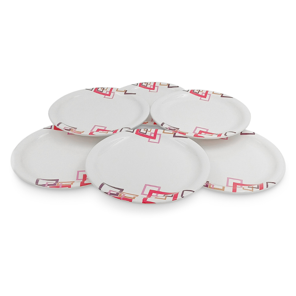 SUPERWARE | Pure melamine | Small Plate Set - INDIAN SQUARE (7.5") | 6 Nos. | Stain Free, Glazed Finish
