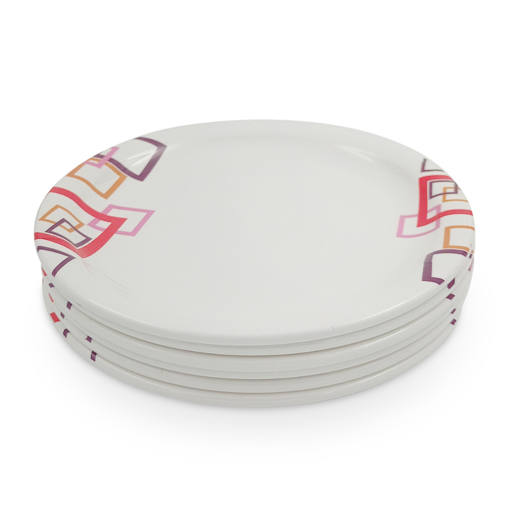 SUPERWARE | Pure melamine | Small Plate Set - INDIAN SQUARE (7.5") | 6 Nos. | Stain Free, Glazed Finish