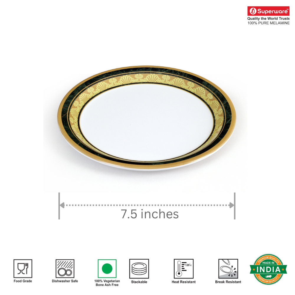 SUPERWARE | Pure Melamine | Small Plate Set - MAJESTIC (7.5") | 6 Nos. | Stain Free, Glazed Finish