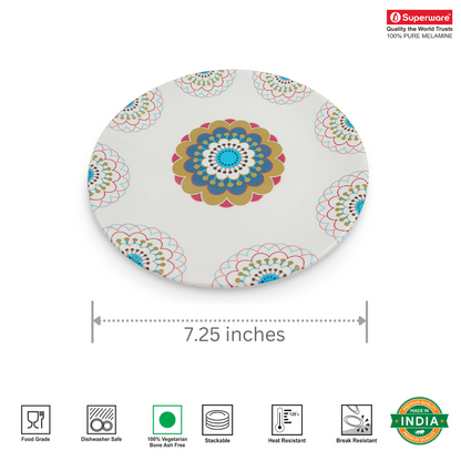 SUPERWARE, Plate Set - TURQUISE BLOOM | 6 Nos.