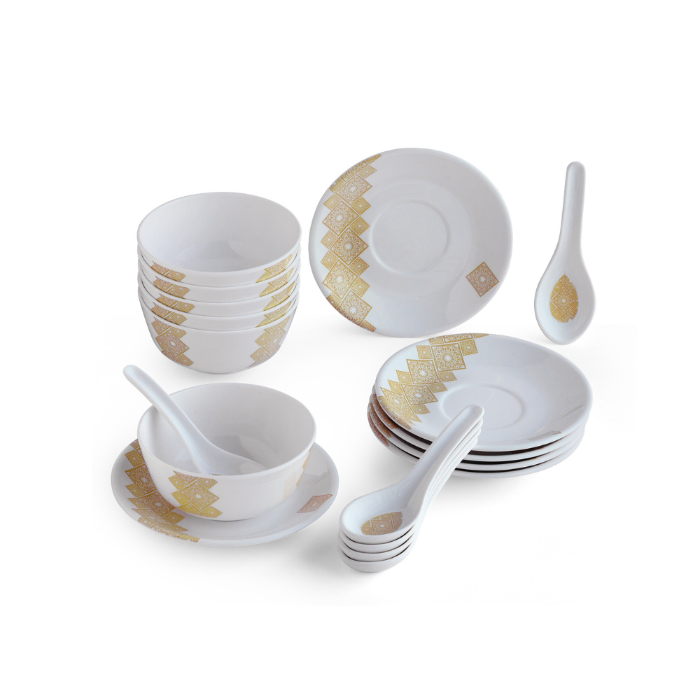 SUPERWARE, Soup Set - GOLDDEKO | Set Of 18 Pcs.