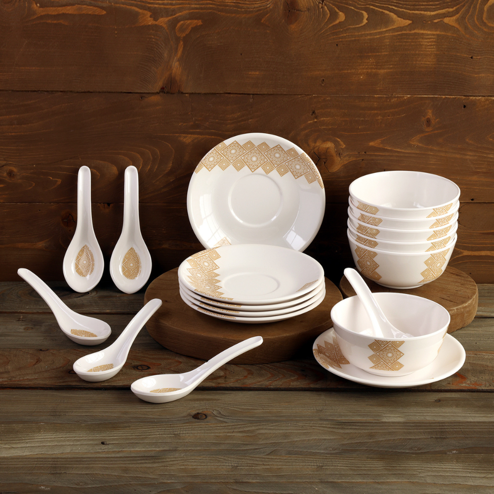 SUPERWARE, Soup Set - GOLDDEKO | Set Of 18 Pcs.