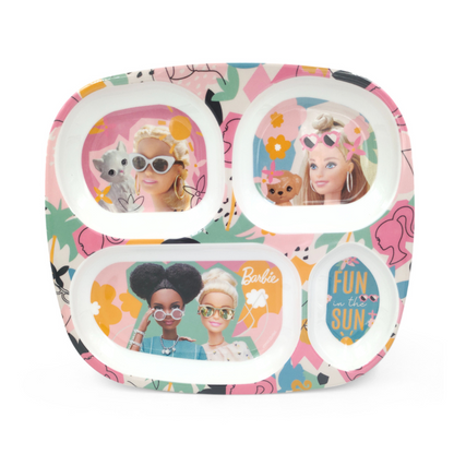 SUPERWARE | Pure Melamine | Kid Set - BARBIE - FUN IN THE SUN | Set Of 5 Pcs.| Stain Free, Glazed Finish