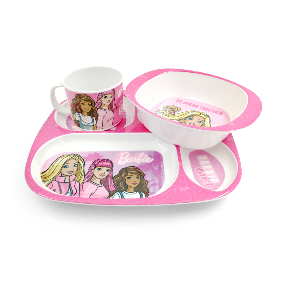 SUPERWARE | Pure Melamine | Kid Set - BARBIE WISPY FOREST | Set Of 3 Pcs.| Stain Free, Glazed Finish