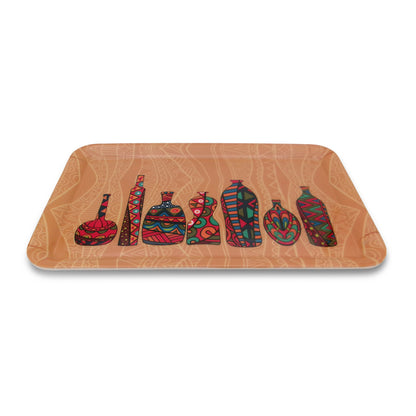 SUPERWARE | Pure Melamine | Retro Tray Set - African Vases | Set Of 3 Pcs.| Stain Free, Glazed Finish