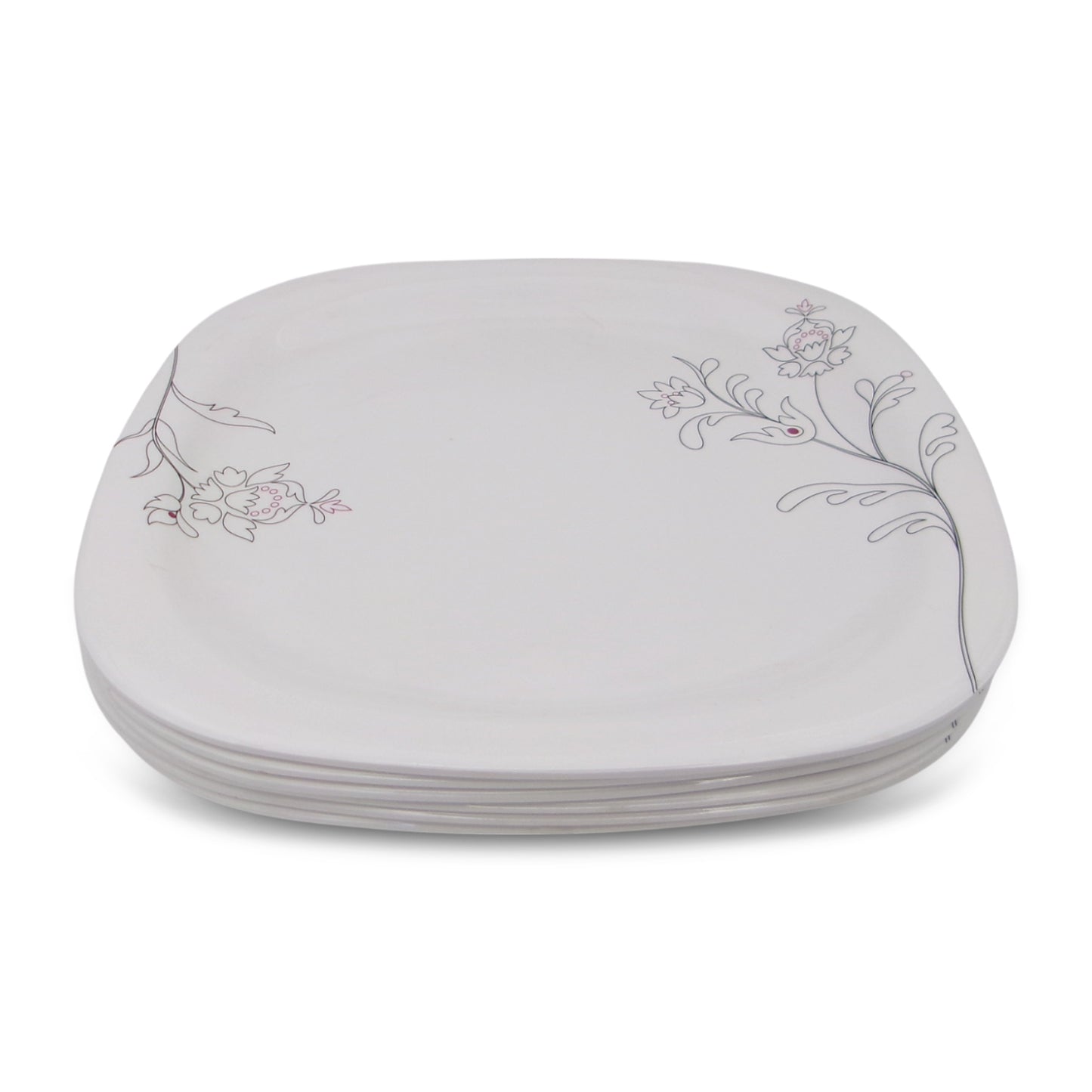 SUPERWARE | Pure Melamine | Buffet Plate Set – Summer Stems (12.5”) | 6 Nos. | Stain Free, Glazed Finish