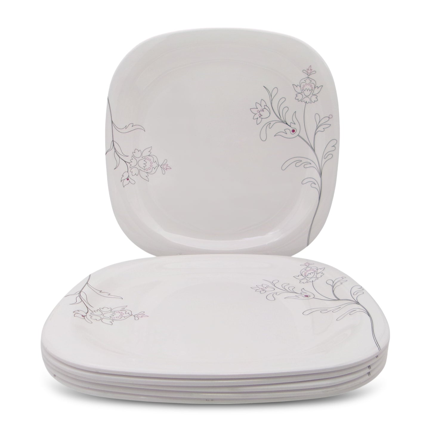 SUPERWARE | Pure Melamine | Buffet Plate Set – Summer Stems (12.5”) | 6 Nos. | Stain Free, Glazed Finish