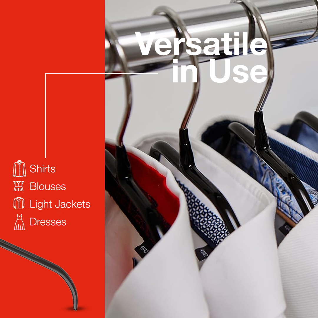 MAWA | Made in Germany | Metal Hanger Set | Silhouette 41/F | Shirt Hanger | Collar Shape | Non-Slip Coating | 360° Rotatable Swivel Hook | Space Saver | 10 Pieces